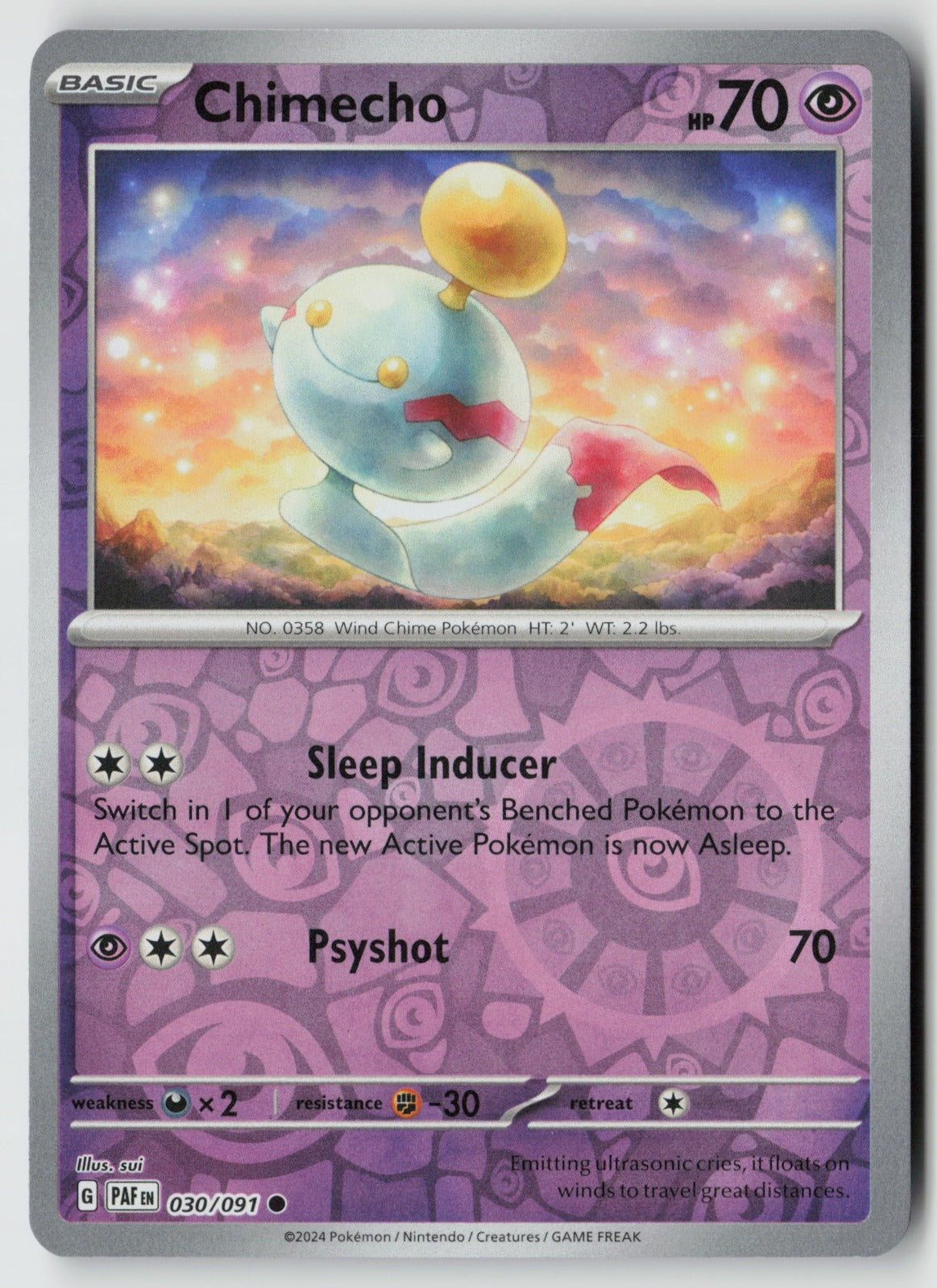Chimecho 030/091 SV: Paldean Fates Common Reverse Holo NM sui
