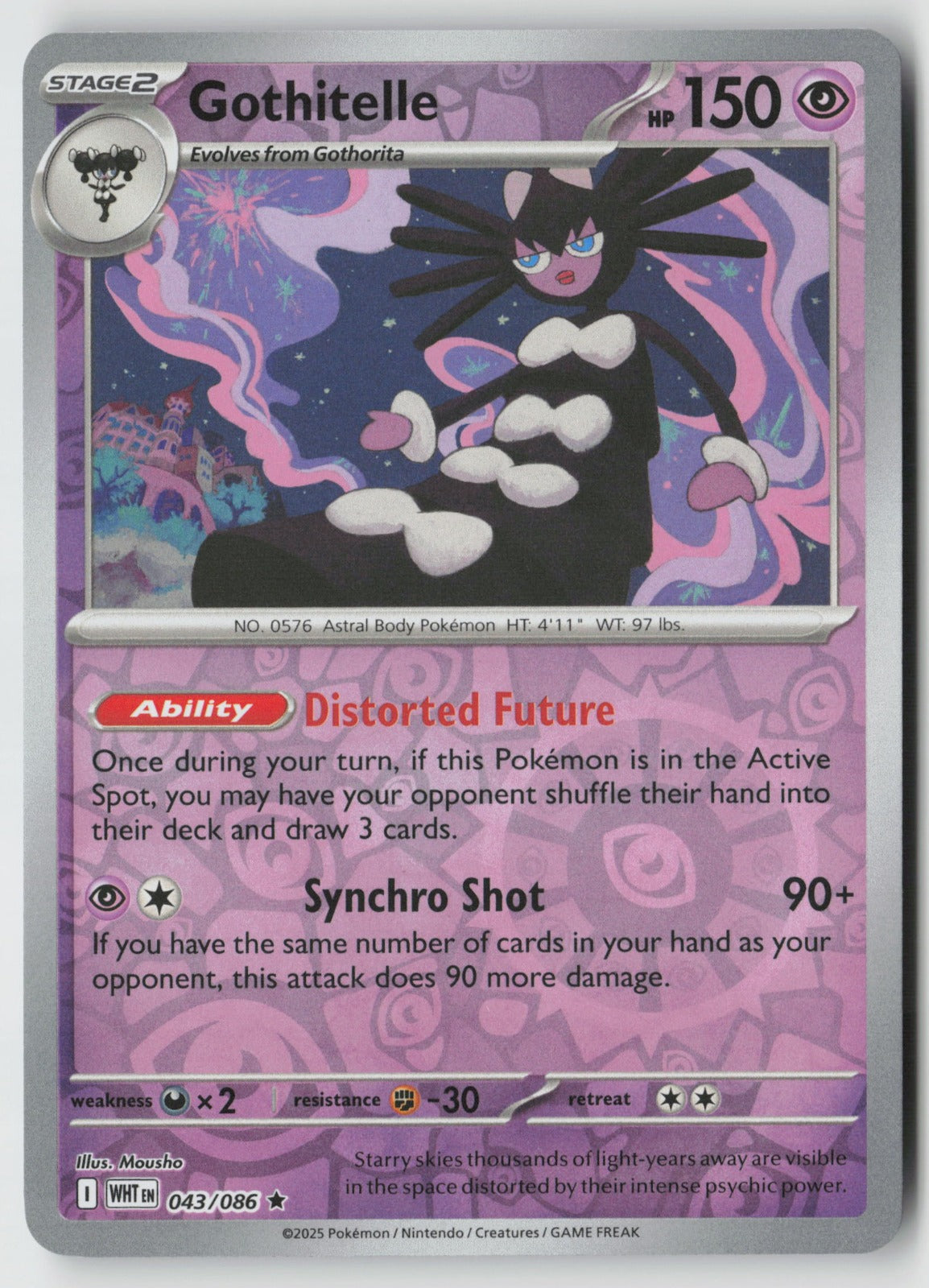 Gothitelle 043/086 SV: White Flare Rare Reverse Holo NM Mousho