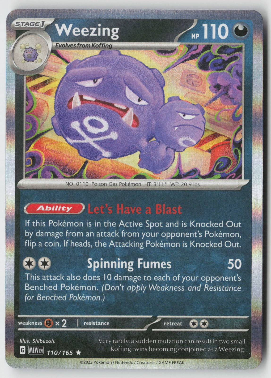 Weezing 110/165 SV: Scarlet & Violet 151 Rare Holo NM Shibuzoh