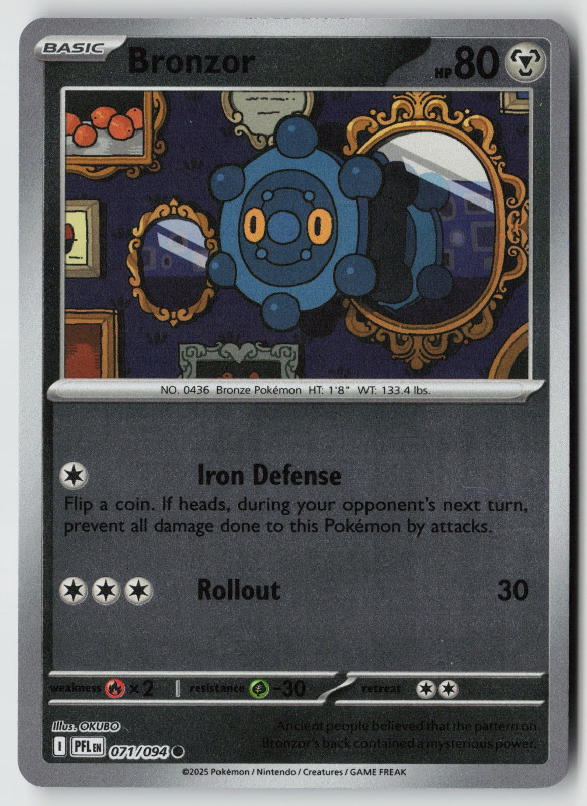 Bronzor 071/094 ME02: Phantasmal Flames Common Reverse Holo NM OKUBO