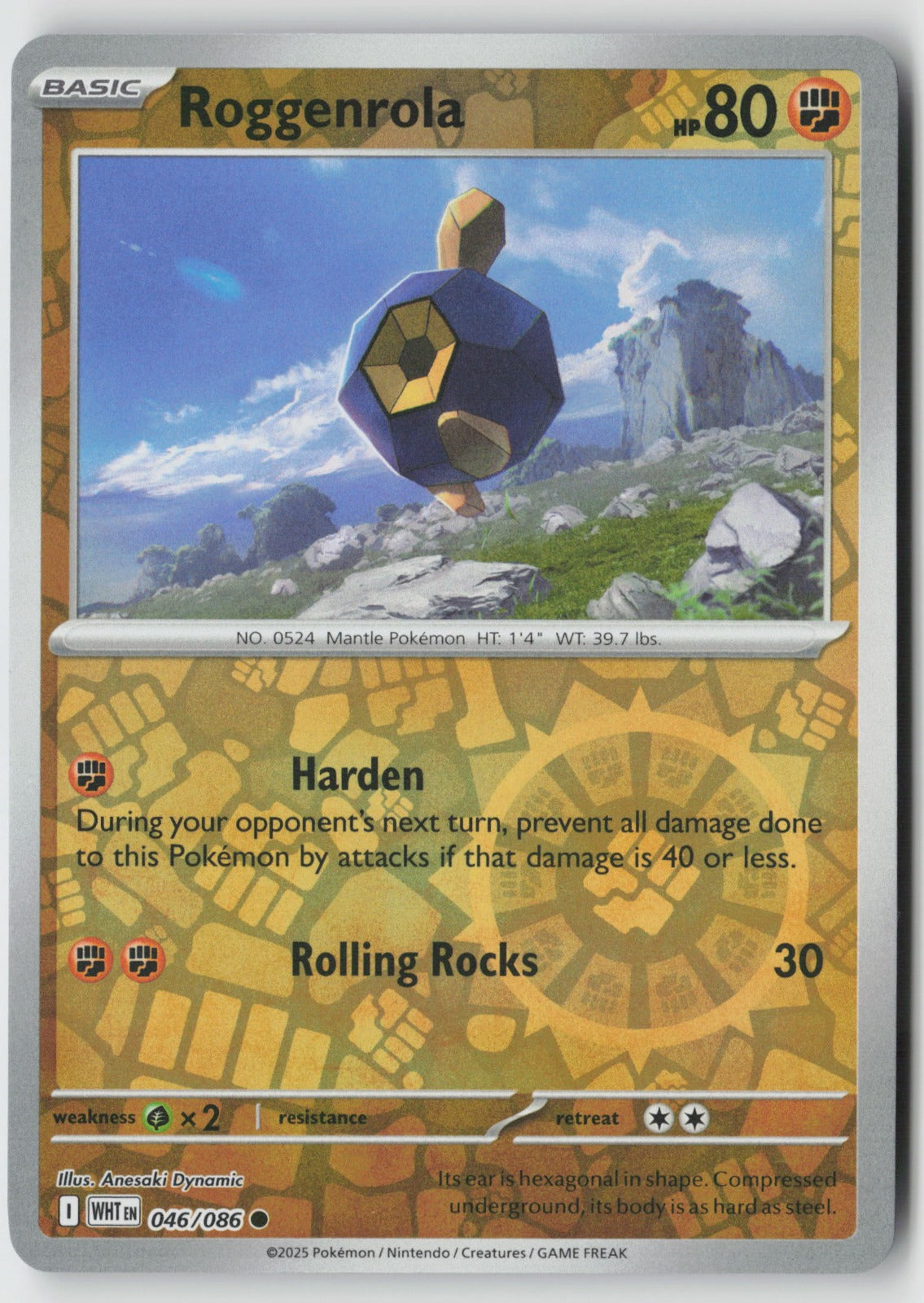 Roggenrola 046/086 SV: White Flare Common Reverse Holo NM Anesaki Dynamic