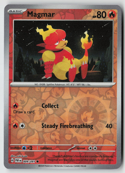 Magmar 009/091 SV: Paldean Fates Common Reverse Holo NM miki kudo