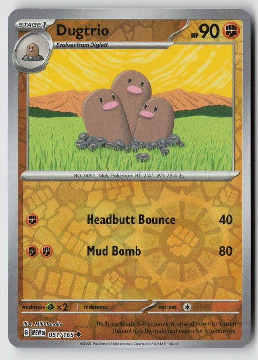 Dugtrio 051/165 SV: Scarlet & Violet 151 Uncommon Reverse Holo NM Miki Tanaka