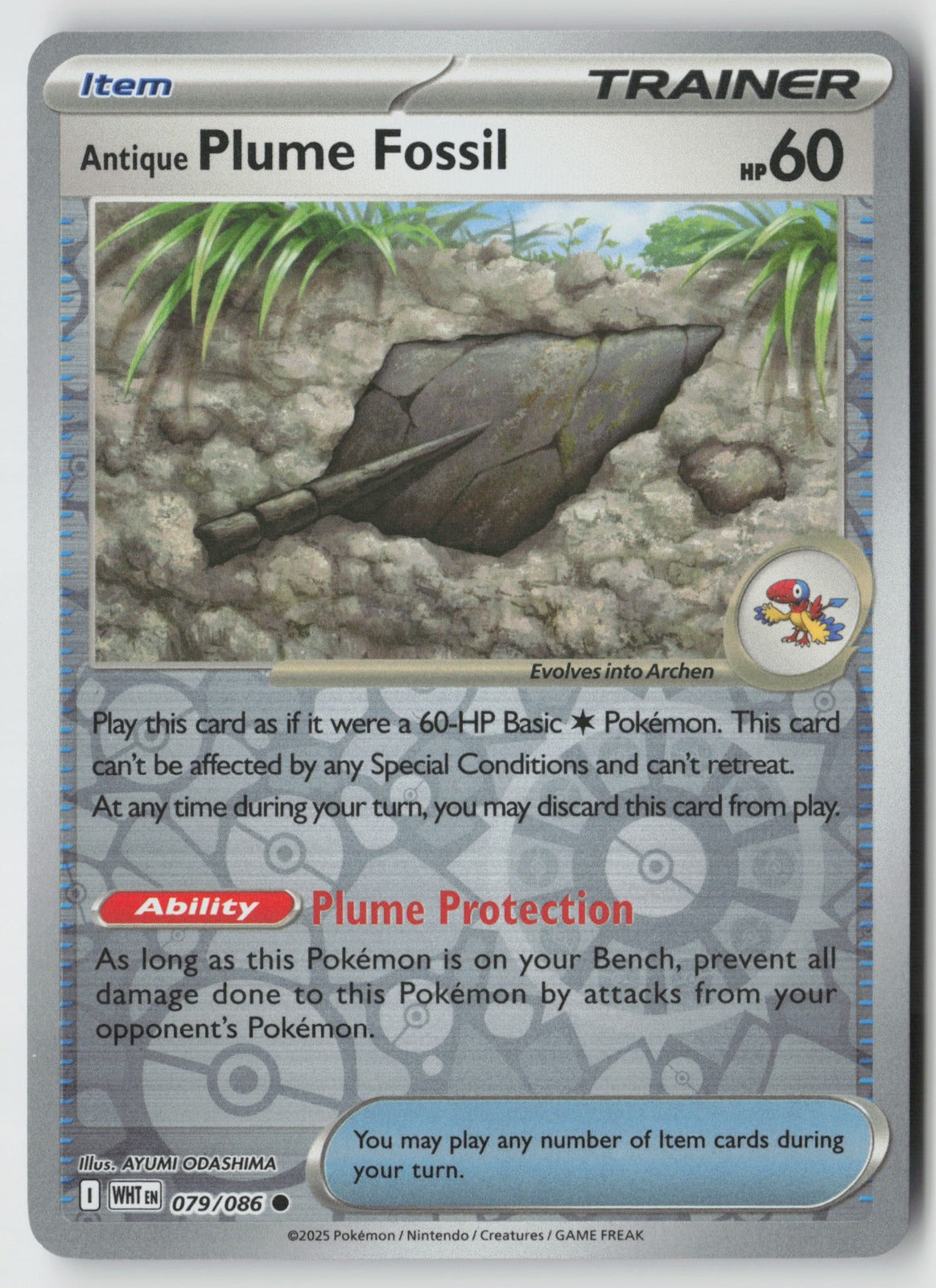 Antique Plume Fossil 079/086 SV: White Flare Common Reverse Holo NM