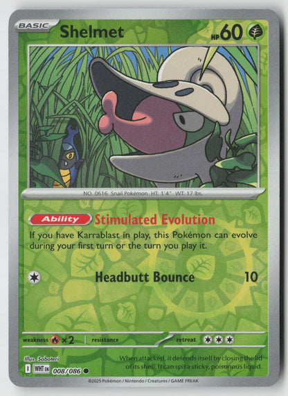 Shelmet 008/086 SV: White Flare Common Reverse Holo NM Saboteri