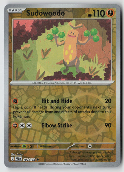 Sudowoodo 109/193 SV02: Paldea Evolved Uncommon Reverse Holo NM Jerky