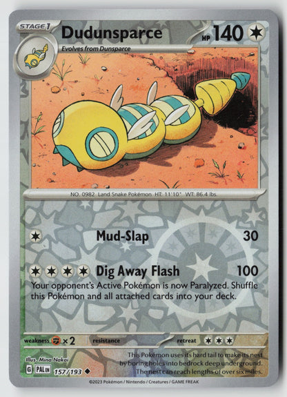 Dudunsparce 157/193 SV02: Paldea Evolved Uncommon Reverse Holo NM Mina Nakai