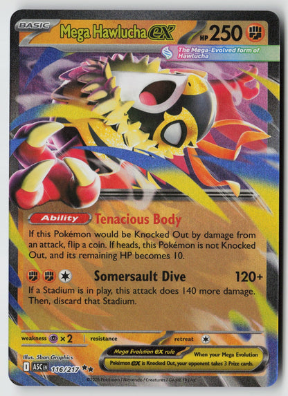 Mega Hawlucha ex 116/217 ME: Ascended Heroes Double Rare Holo NM 5ban Graphics