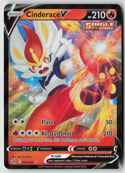 Cinderace V (44) 044/264 SWSH08: Fusion Strike Ultra Rare Holo NM aky CG Works