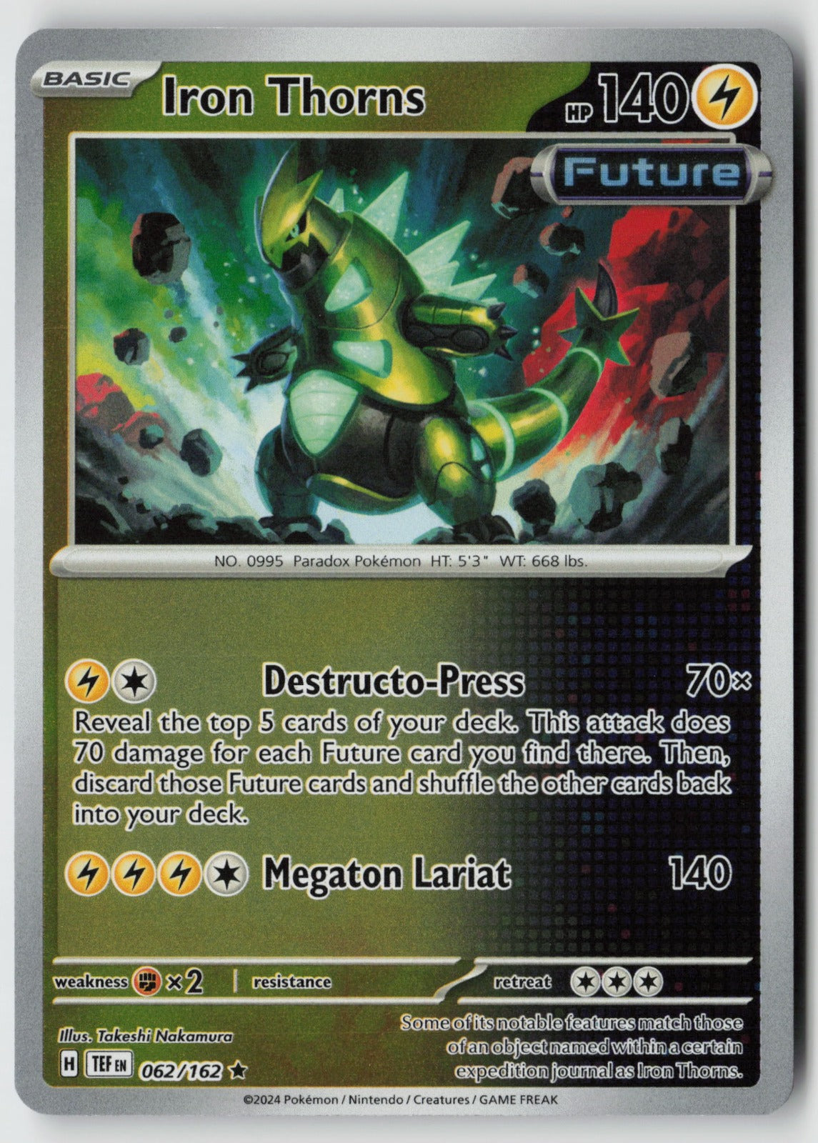 Iron Thorns 062/162 SV05: Temporal Forces Rare Reverse Holo NM Takeshi Nakamura