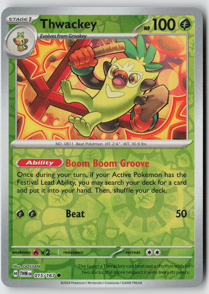 Thwackey 015/167 SV06: Twilight Masquerade Common Reverse Holo NM GOSSAN