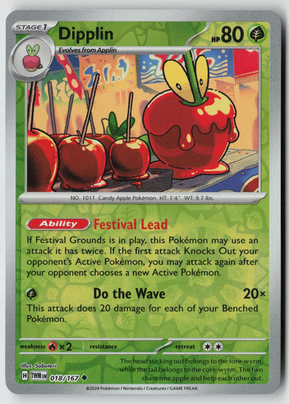 Dipplin 018/167 SV06: Twilight Masquerade Uncommon Reverse Holo NM Saboteri