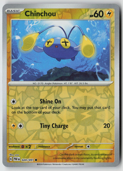 Chinchou 020/091 SV: Paldean Fates Common Reverse Holo NM yuu