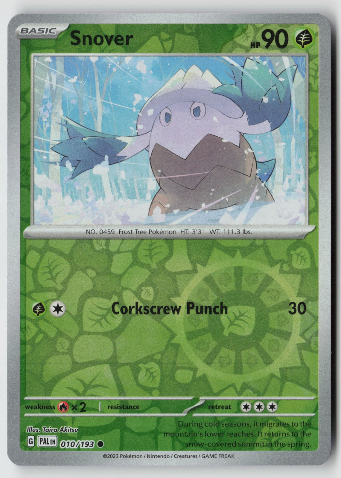 Snover 010/193 SV02: Paldea Evolved Common Reverse Holo NM Taira Akitsu