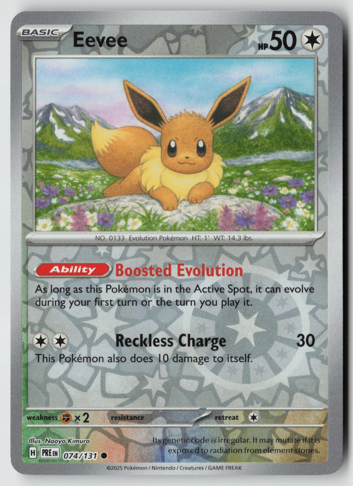 Eevee 074/131 SV: Prismatic Evolutions Common Reverse Holo NM Naoyo Kimura