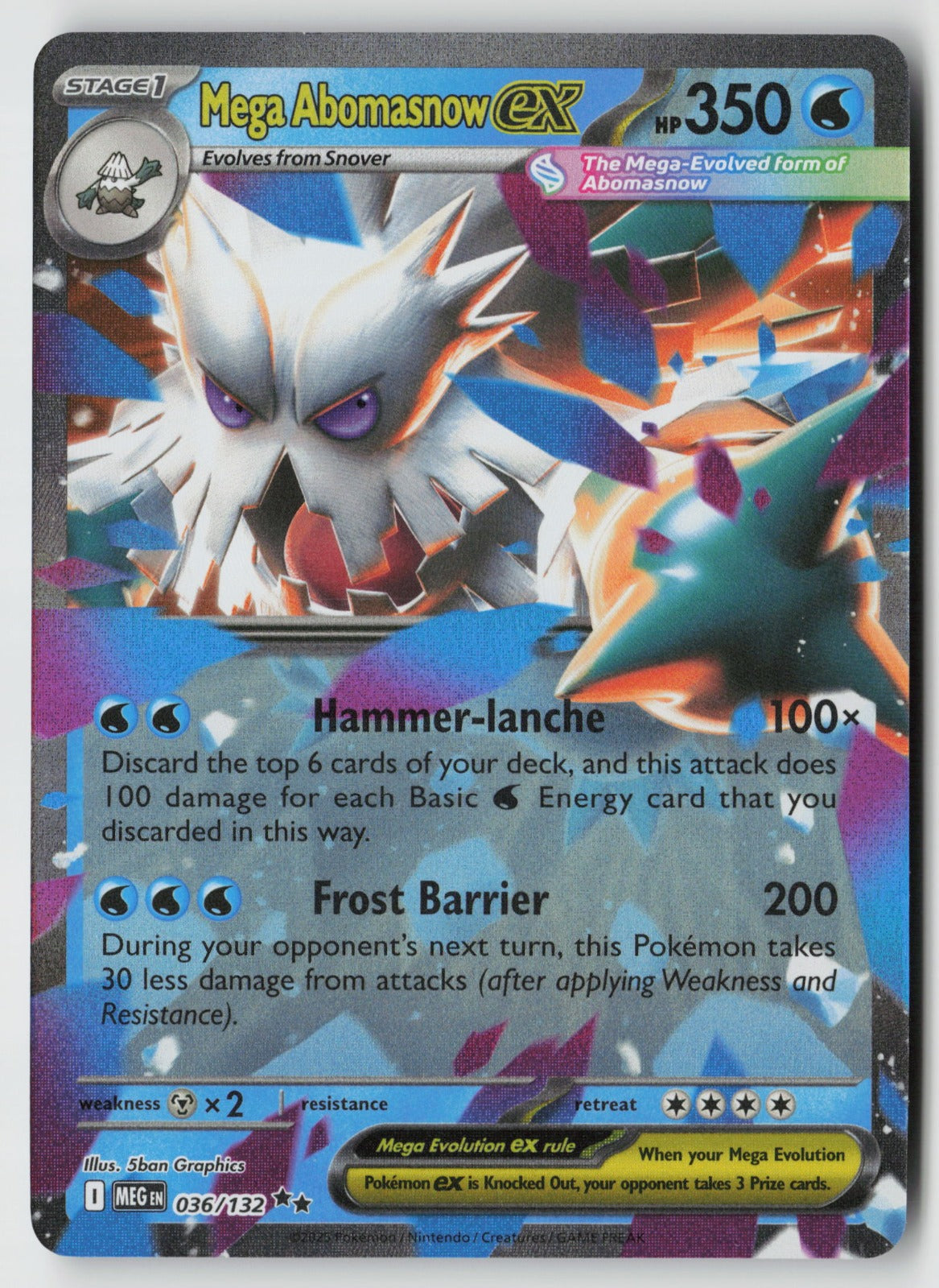 Mega Abomasnow ex 036/132 ME01: Mega Evolution Double Rare Holo NM 5ban Graphics