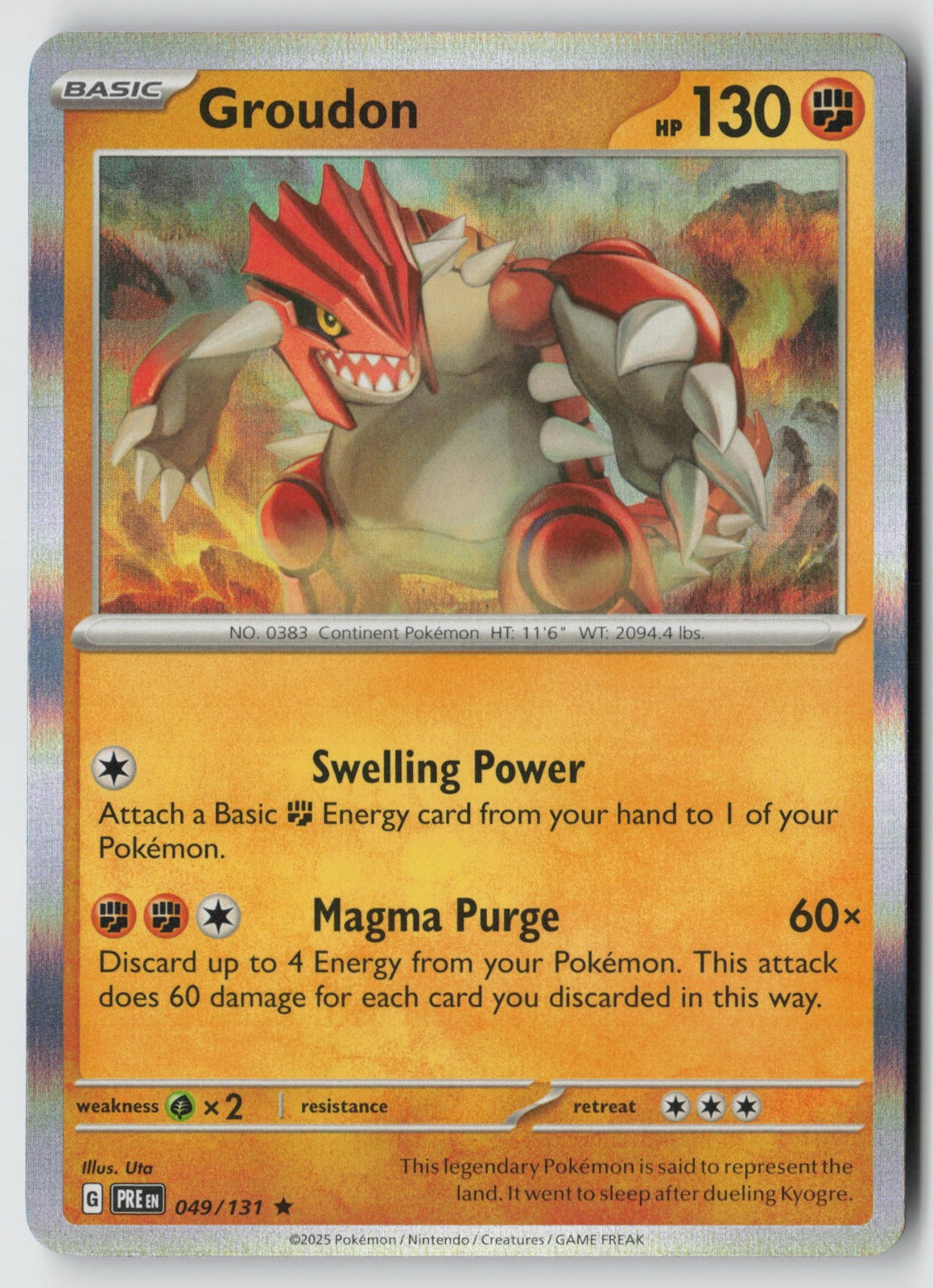 Groudon 049/131 SV: Prismatic Evolutions Rare Holo NM Uta