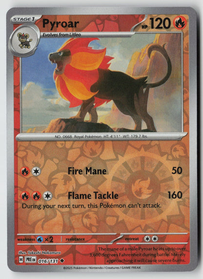 Pyroar 016/131 SV: Prismatic Evolutions Uncommon Reverse Holo NM