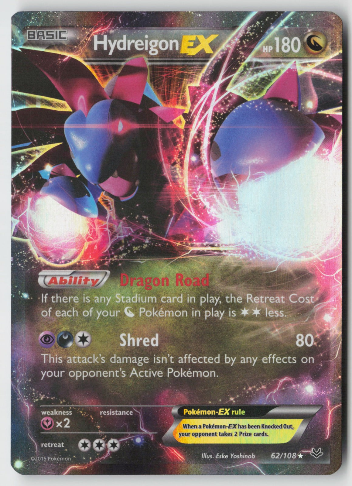 Hydreigon EX 62/108 XY - Roaring Skies Ultra Rare Holo NM Eske Yoshinob