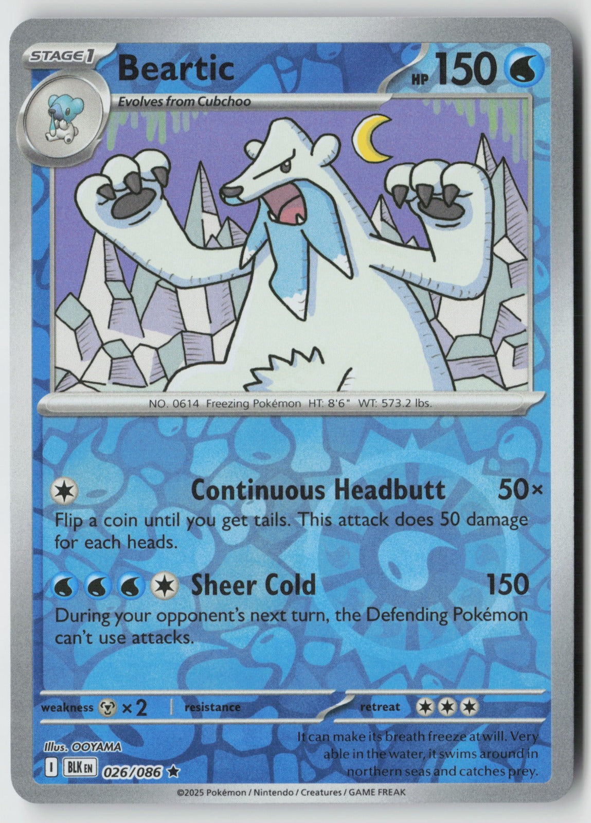 Beartic 026/086 SV: Black Bolt Rare Reverse Holo NM OOYAMA