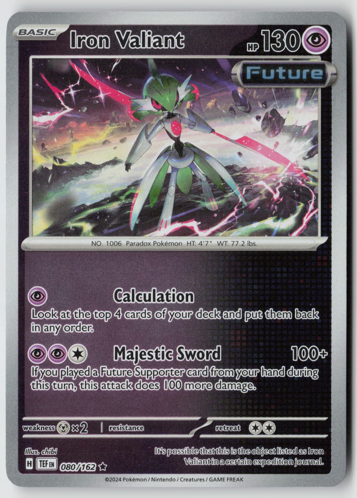 Iron Valiant 080/162 SV05: Temporal Forces Rare Reverse Holo NM chibi