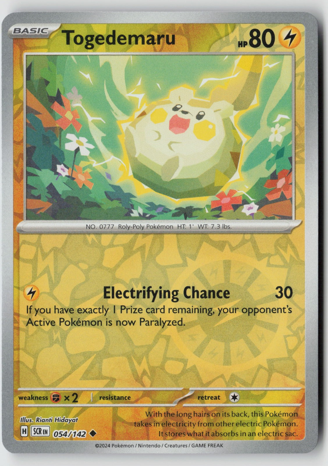 Togedemaru 054/142 SV07: Stellar Crown Uncommon Reverse Holo NM Rianti Hidayat