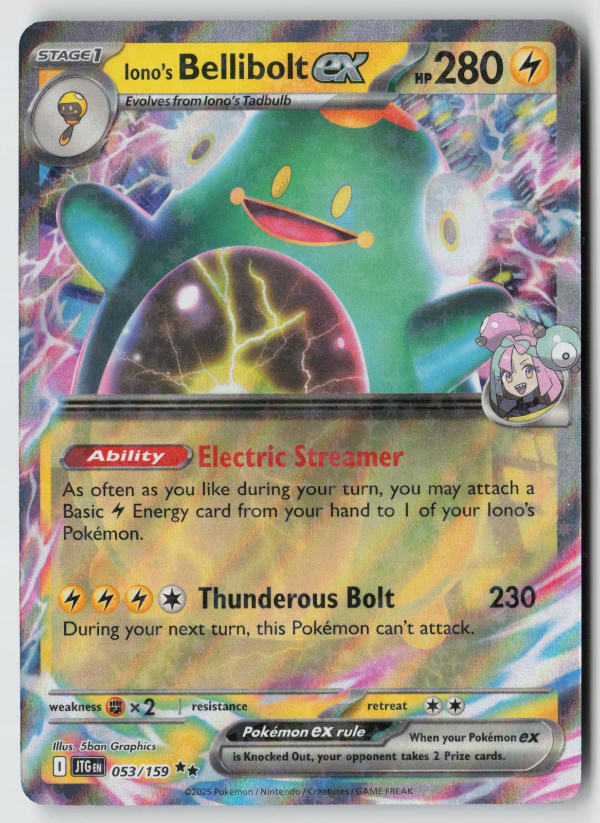 Iono's Bellibolt ex 053/159 SV09: Journey Together Double Rare Holo NM