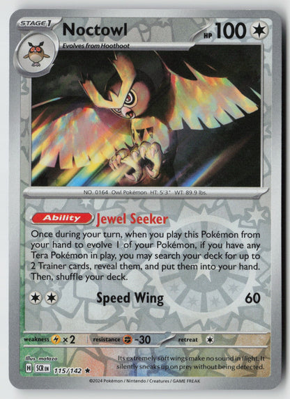 Noctowl 115/142 SV07: Stellar Crown Rare Reverse Holo NM matazo