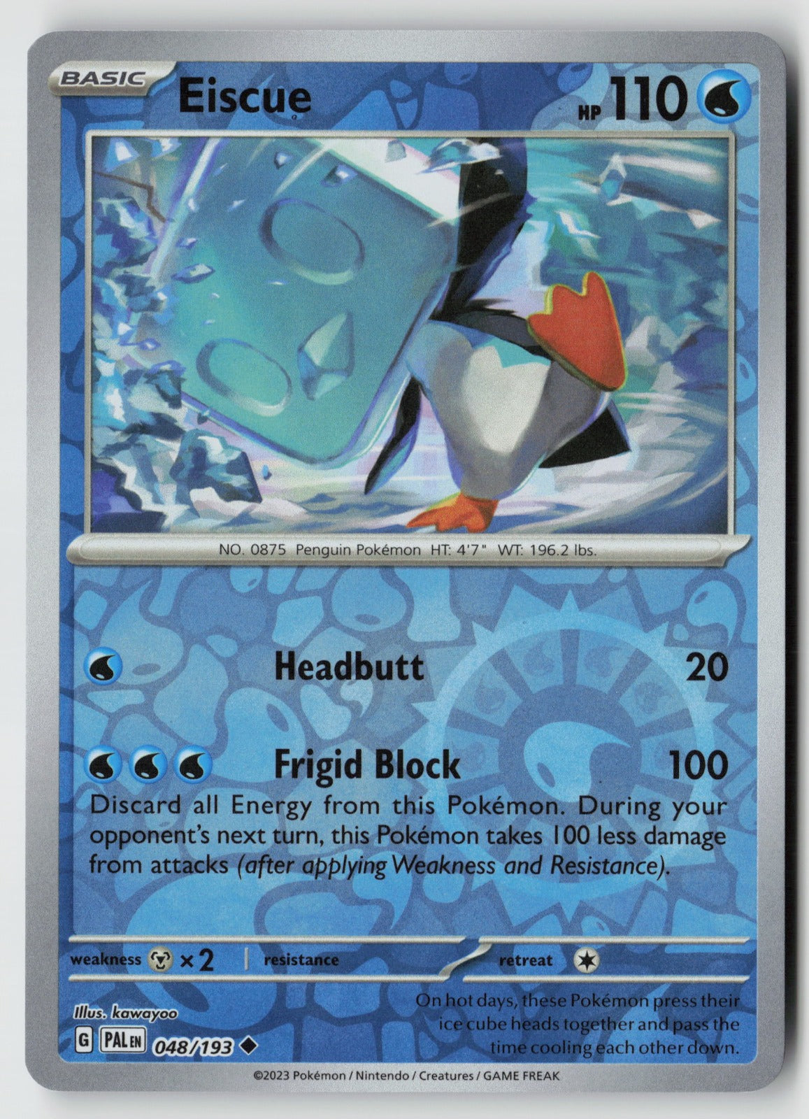 Eiscue 048/193 SV02: Paldea Evolved Uncommon Reverse Holo NM kawayoo