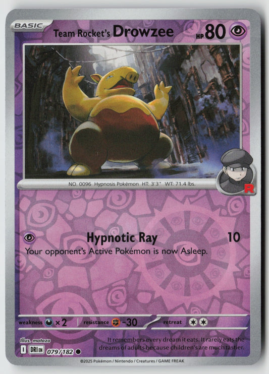 Team Rocket's Drowzee 079/182 SV10: Destined Rivals Common Reverse Holo NM