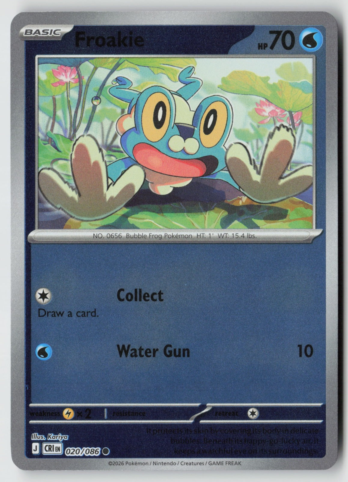 Froakie 020/086 ME04: Chaos Rising Common Reverse Holo NM Kariya