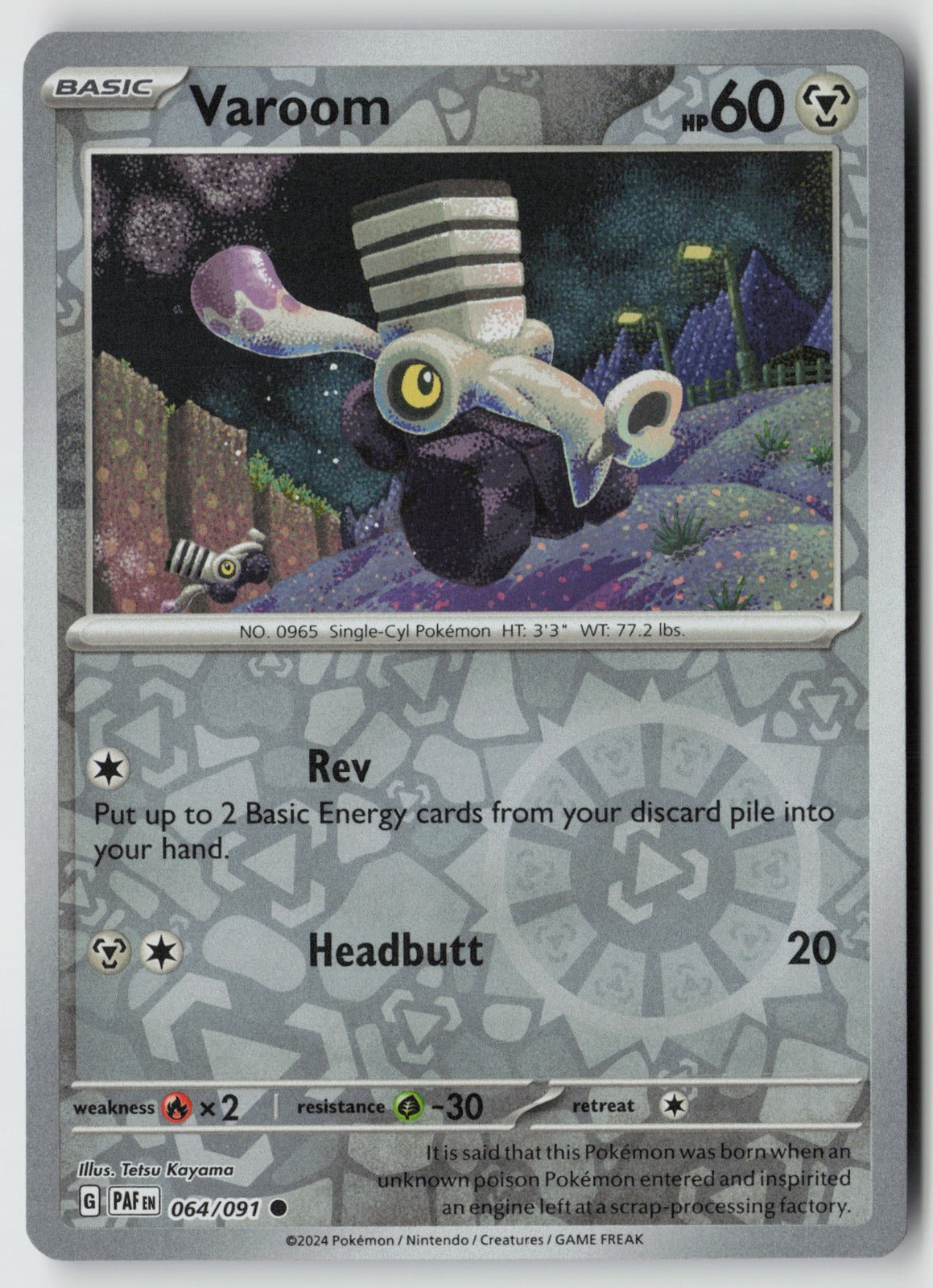 Varoom 064/091 SV: Paldean Fates Common Reverse Holo NM Tetsu Kayama