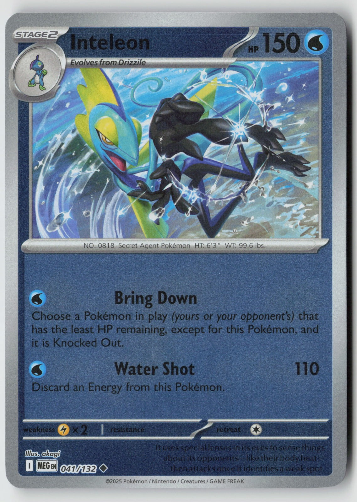 Inteleon 041/132 ME01: Mega Evolution Uncommon Reverse Holo NM akagi