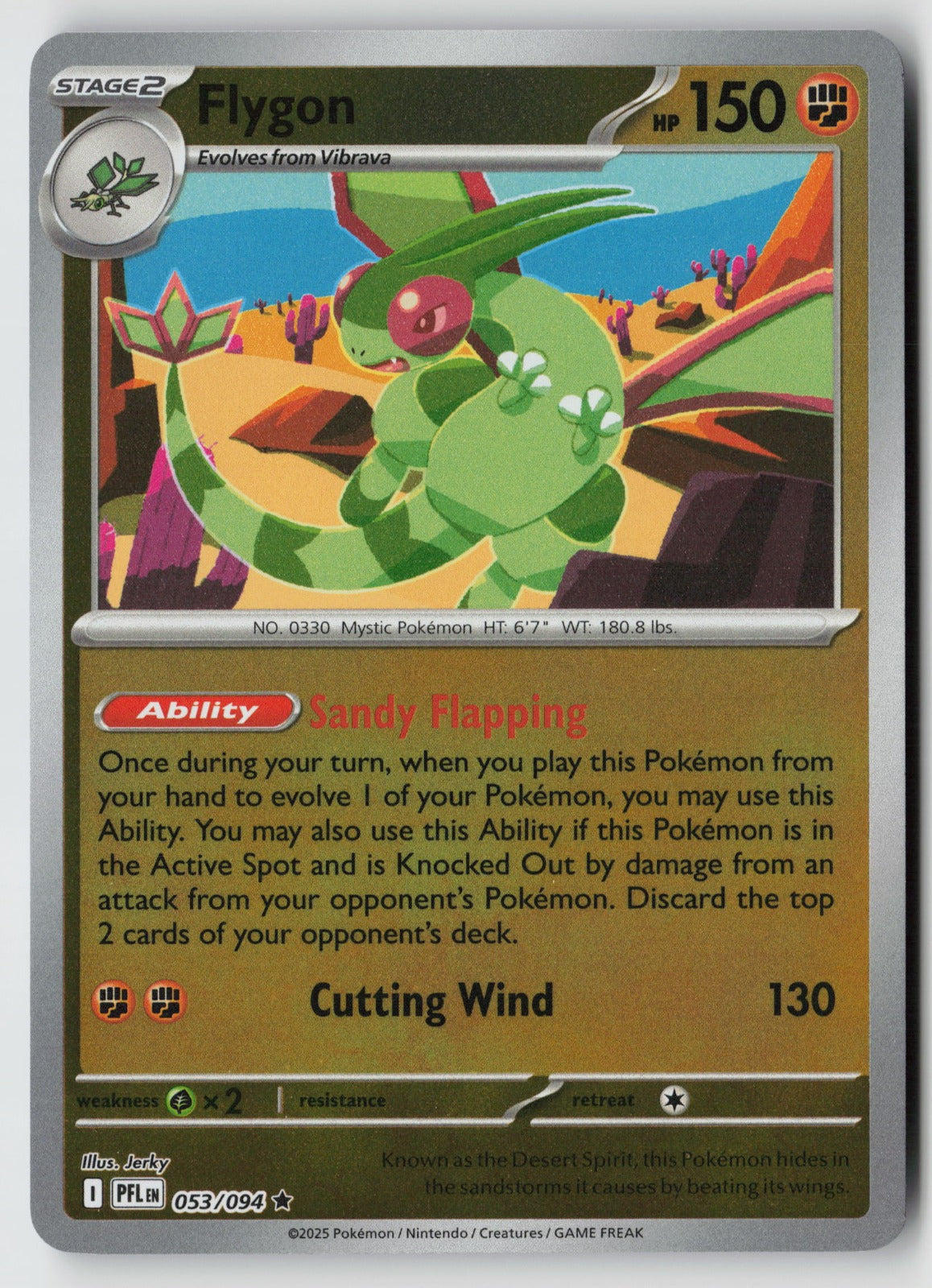 Flygon 053/094 ME02: Phantasmal Flames Rare Reverse Holo NM Jerky