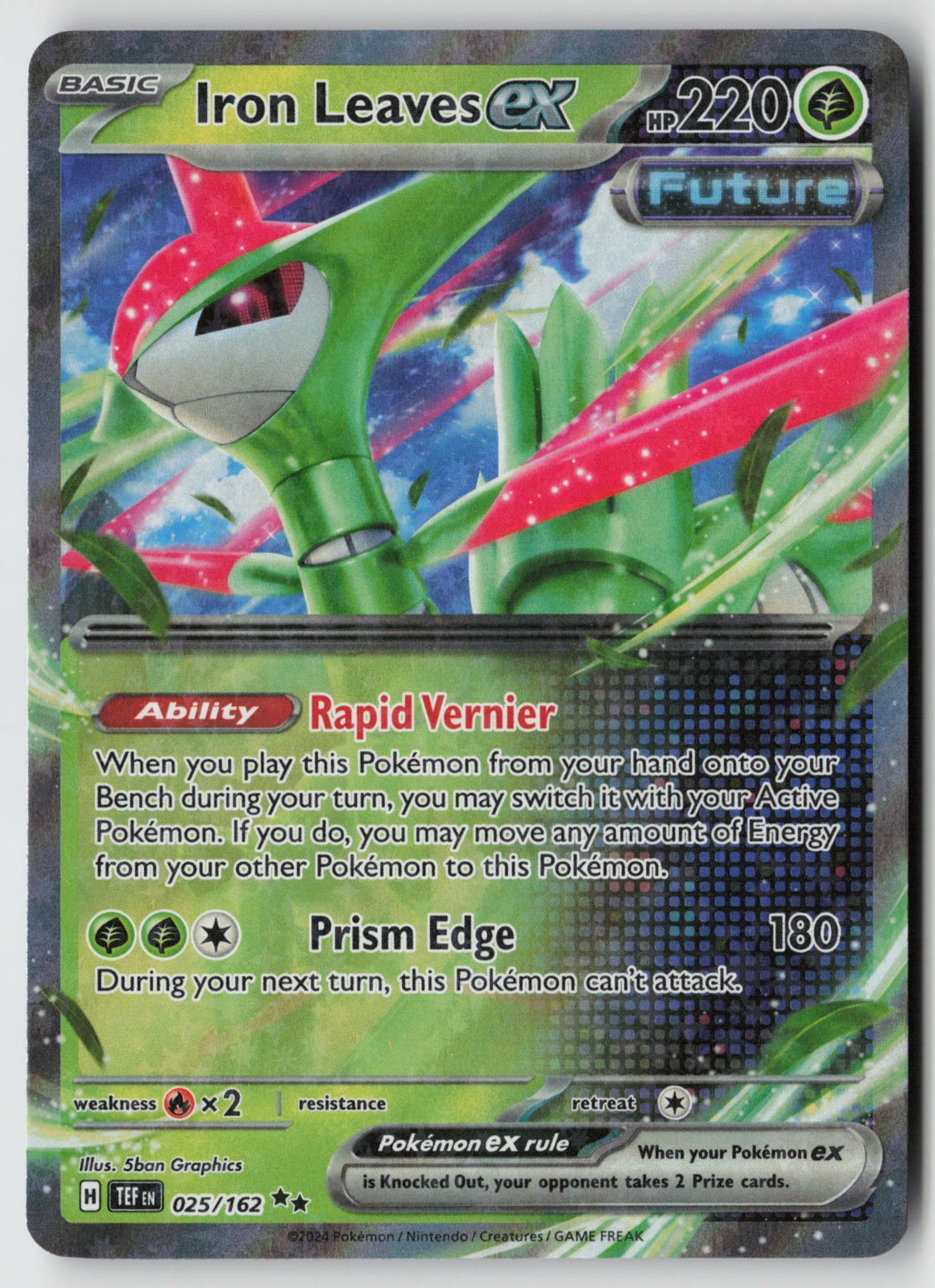 Iron Leaves ex 025/162 SV05: Temporal Forces Double Rare Holo NM 5ban Graphics