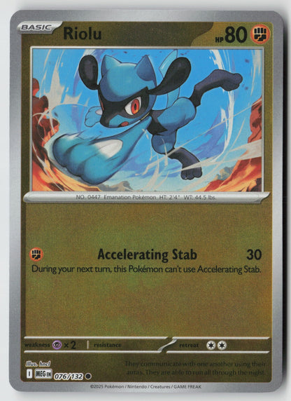 Riolu 076/132 ME01: Mega Evolution Common Reverse Holo NM hncl