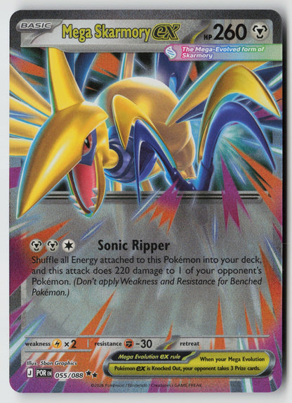 Mega Skarmory ex 055/088 ME03: Perfect Order Double Rare Holo NM 5ban Graphics