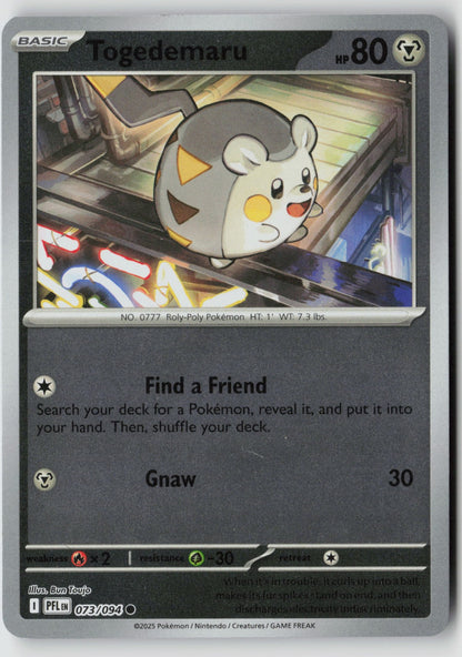 Togedemaru 073/094 ME02: Phantasmal Flames Common Reverse Holo NM Bun Toujo