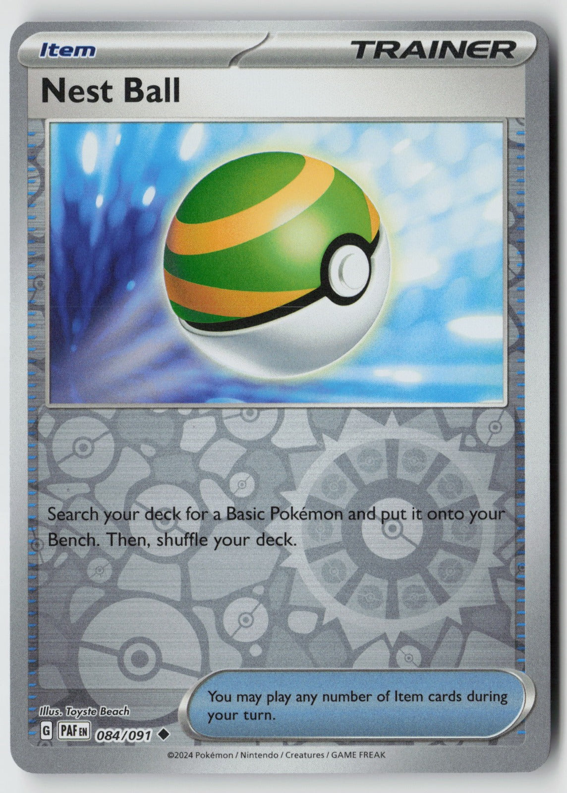 Nest Ball 084/091 SV: Paldean Fates Uncommon Reverse Holo NM Toyste Beach