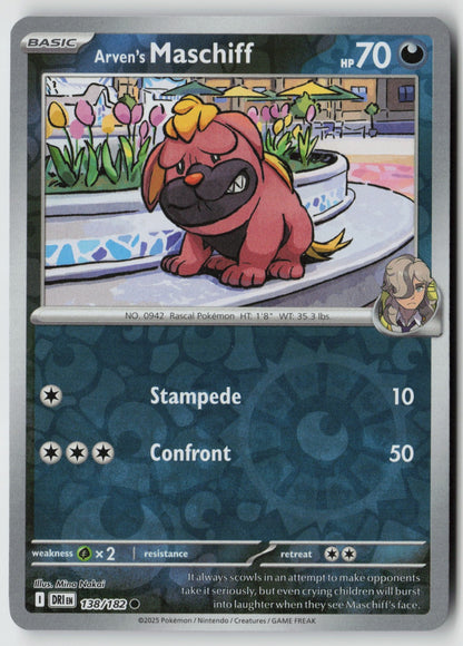 Arven's Maschiff 138/182 SV10: Destined Rivals Common Reverse Holo NM