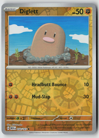 Diglett 050/165 SV: Scarlet & Violet 151 Common Reverse Holo NM Miki Tanaka
