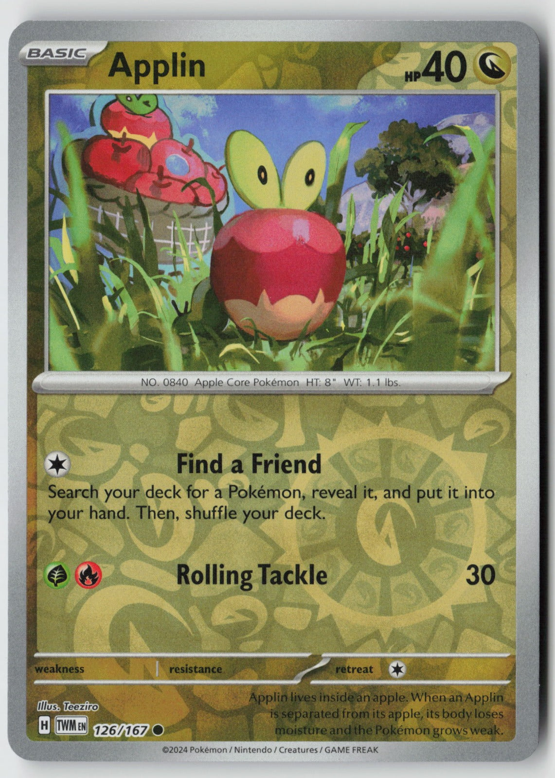 Applin 126/167 SV06: Twilight Masquerade Common Reverse Holo NM OKUBO