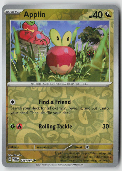Applin 126/167 SV06: Twilight Masquerade Common Reverse Holo NM OKUBO
