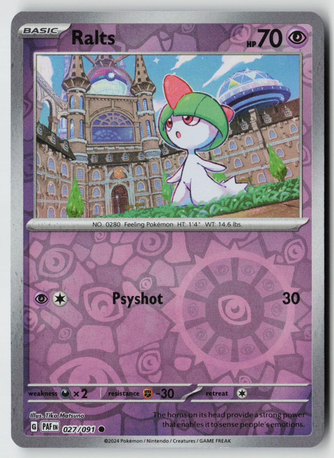 Ralts 027/091 SV: Paldean Fates Common Reverse Holo NM Tika Matsuno