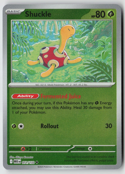 Shuckle 011/132 ME01: Mega Evolution Uncommon Reverse Holo NM Shinya Komatsu