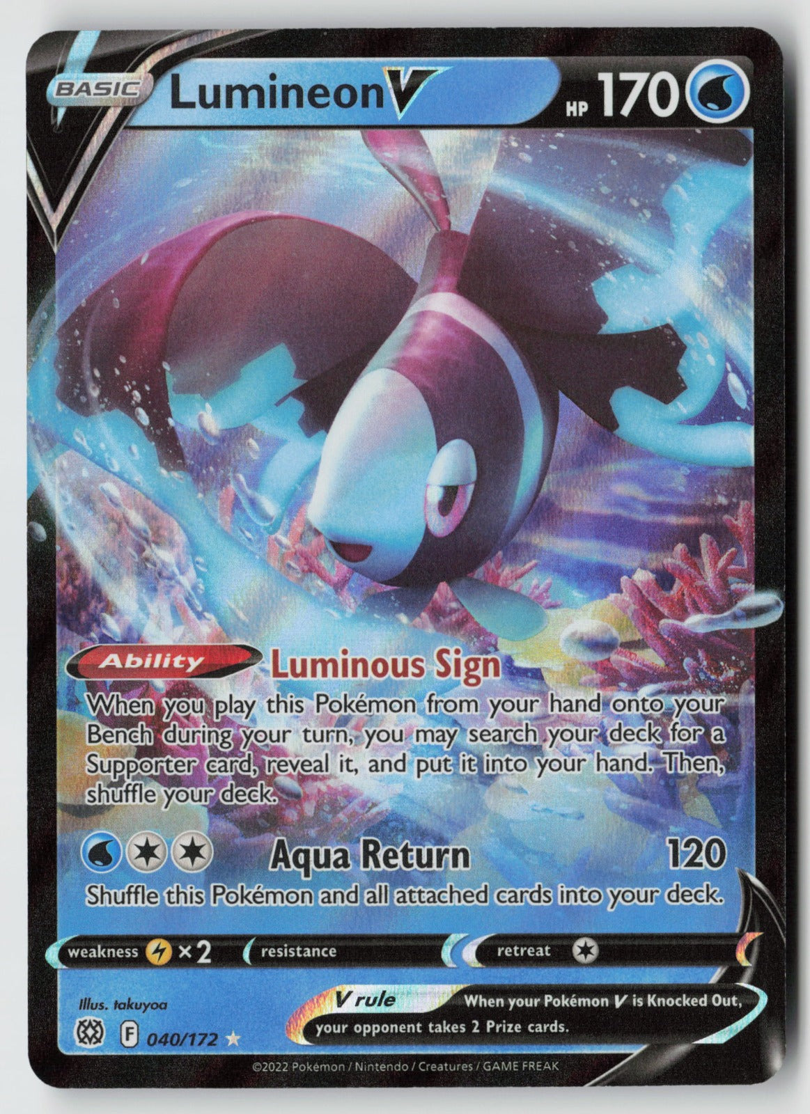 Lumineon V 040/172 SWSH09: Brilliant Stars Ultra Rare Holo NM zig