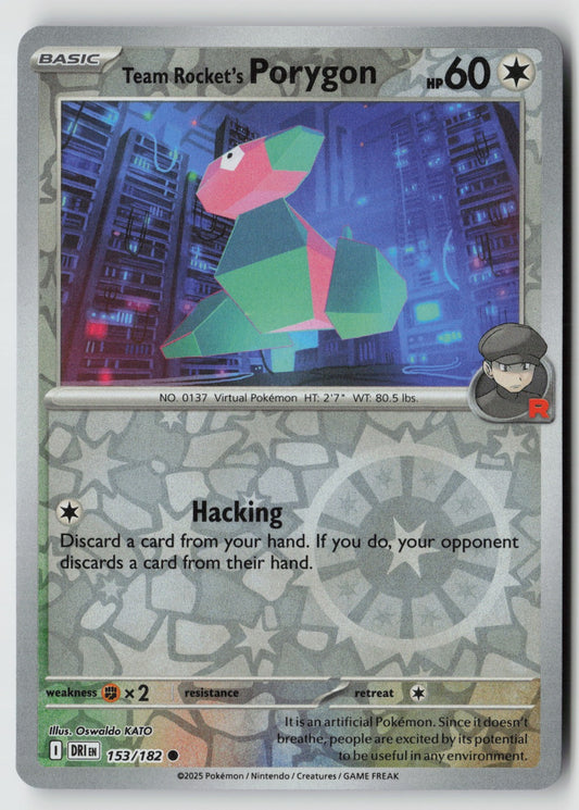 Team Rocket's Porygon 153/182 SV10: Destined Rivals Common Reverse Holo NM
