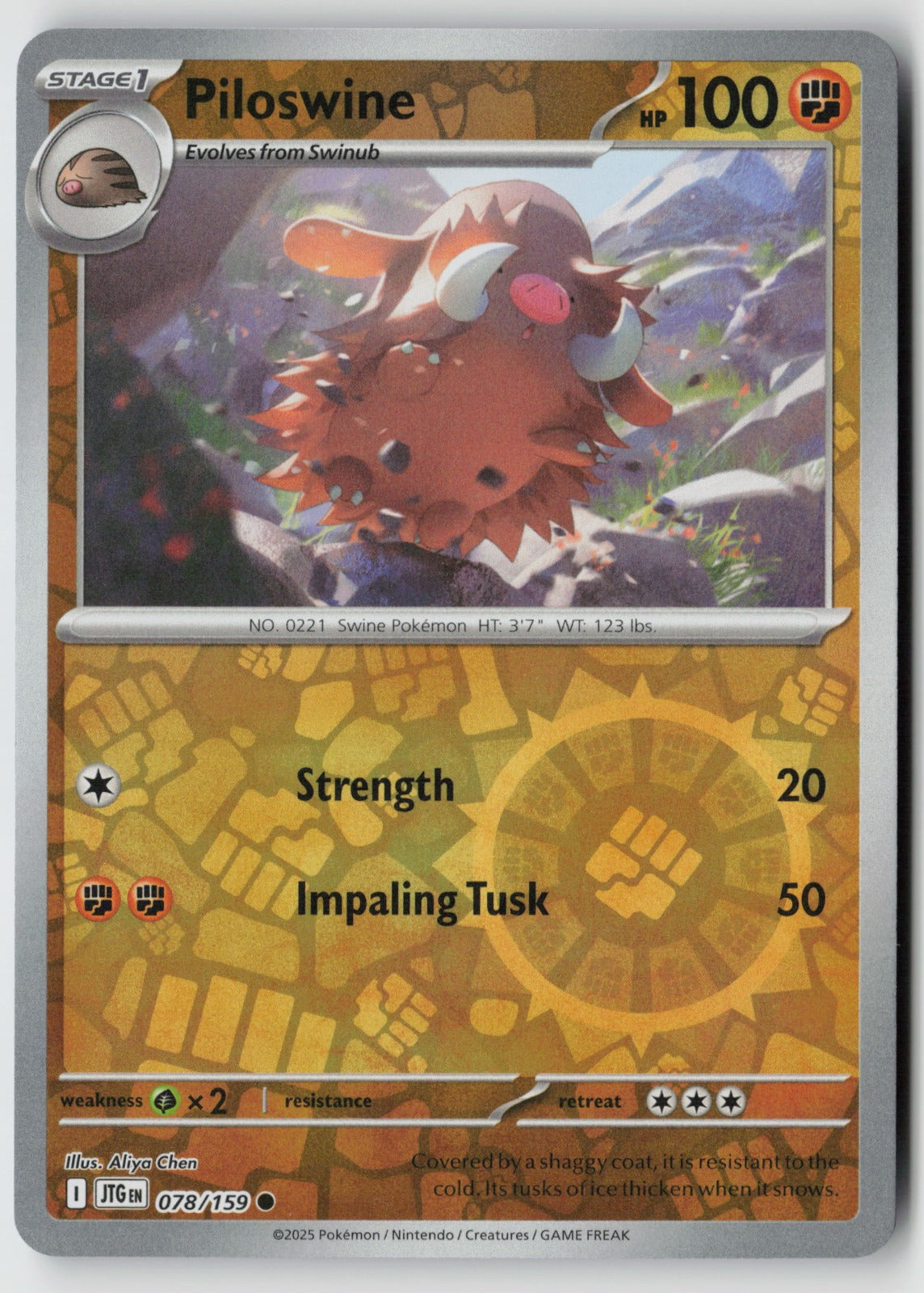 Piloswine 078/159 SV09: Journey Together Common Reverse Holo NM Aliya Chen