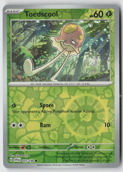 Toedscool 025/198 SV01: Scarlet & Violet Base Set Common Reverse Holo NM Souichi