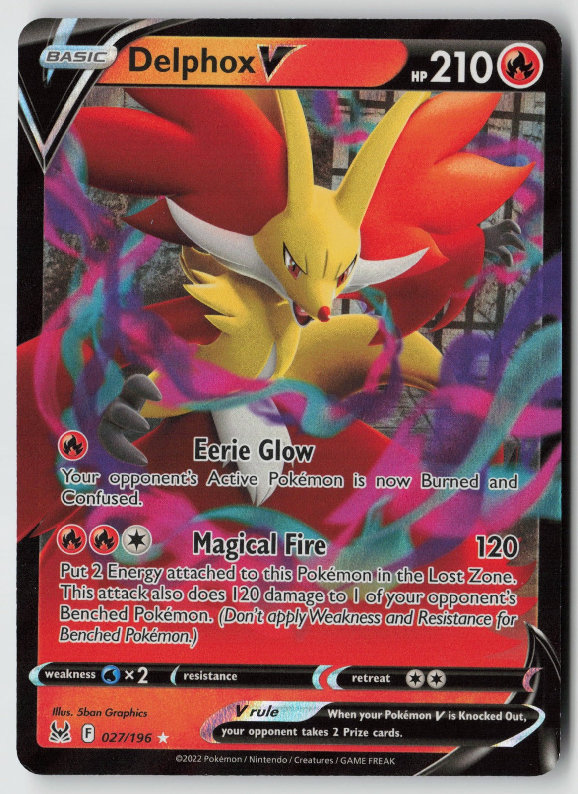 Delphox V 027/196 SWSH11: Lost Origin Ultra Rare Holo NM Souichirou Gunjima